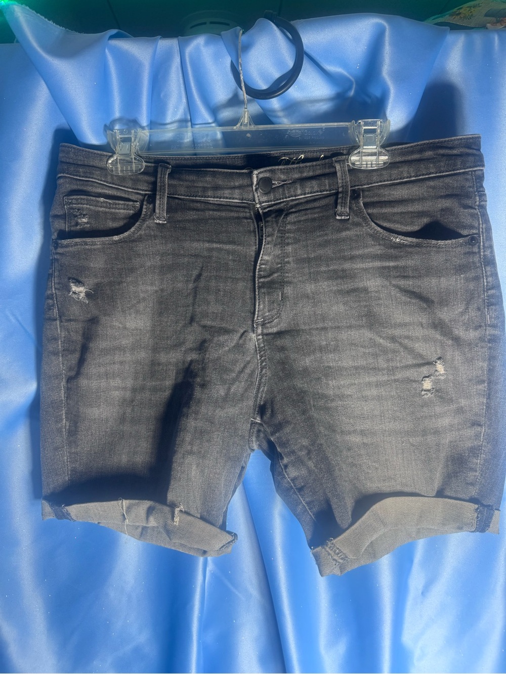 Women’s Black Distressed Denim Shorts